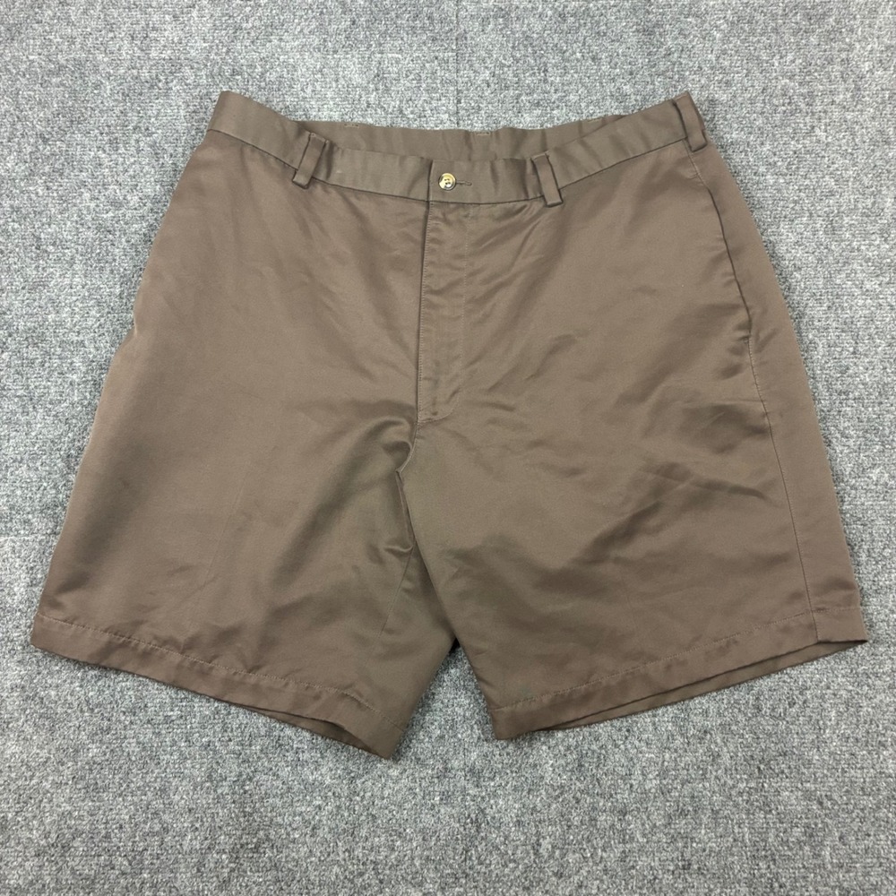 Roundtree & Yorke Easy Care Mens Size 38W 38x9 Brown Flat Front Shorts